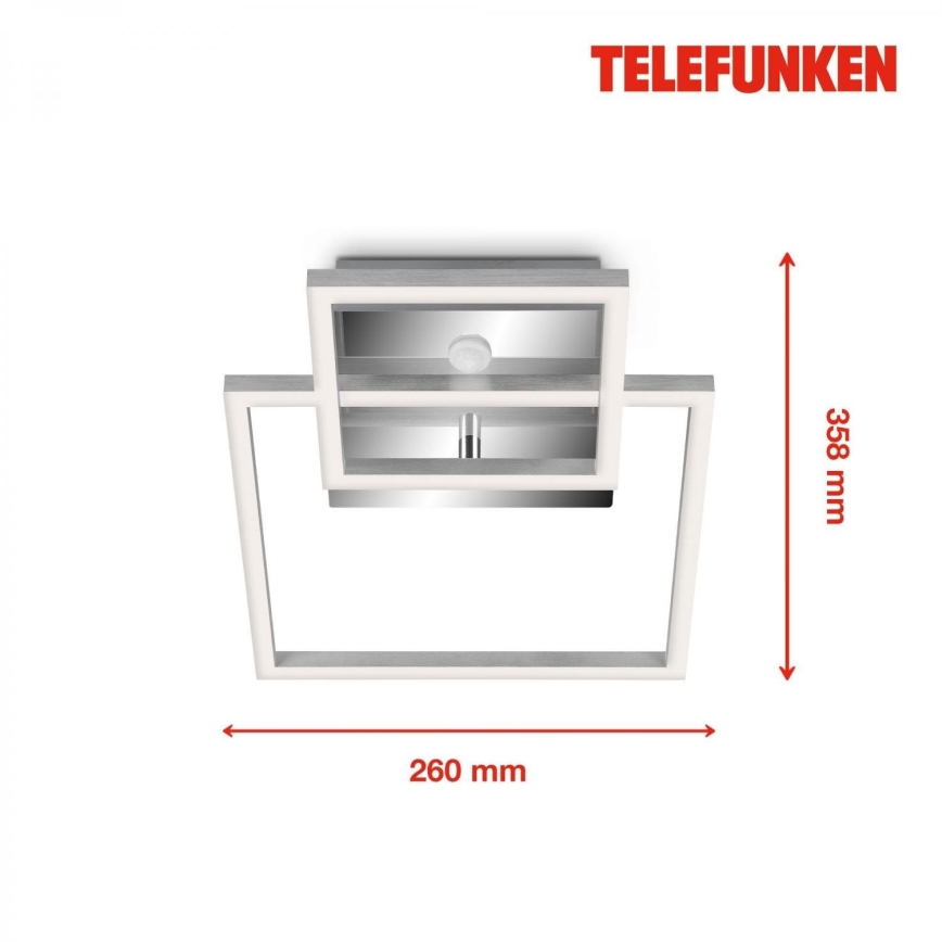 Telefunken 318608TF - Φωτιστικό οροφής LED με αισθητήρα FRAME LED/17W/230V 3000K ματ χρώμιο