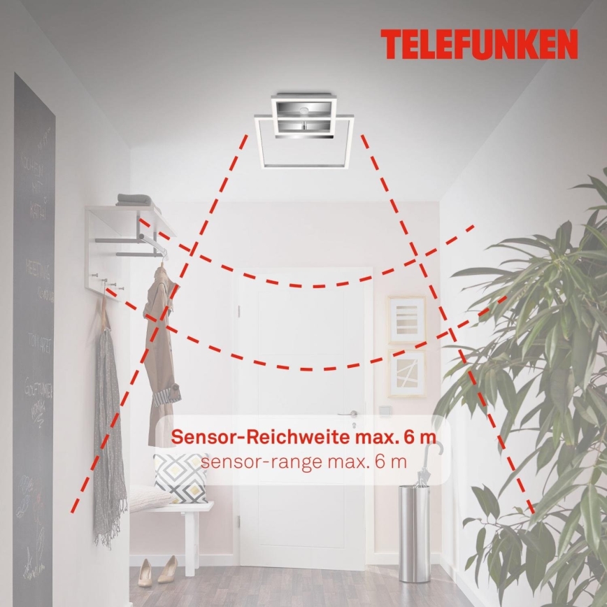 Telefunken 318608TF - Φωτιστικό οροφής LED με αισθητήρα FRAME LED/17W/230V 3000K ματ χρώμιο