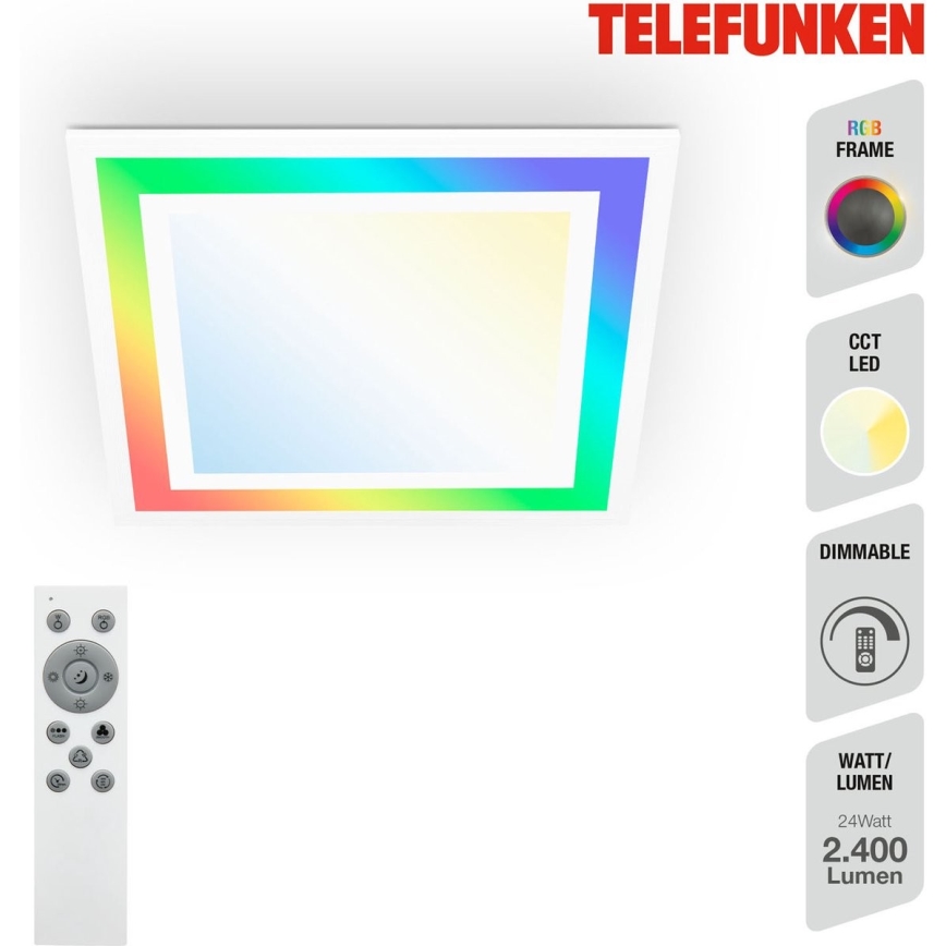 Telefunken 318806TF - LED RGBW Dimmable φωτιστικό οροφής LED/24W/230V 3000-6500K + τηλεχειριστήριο