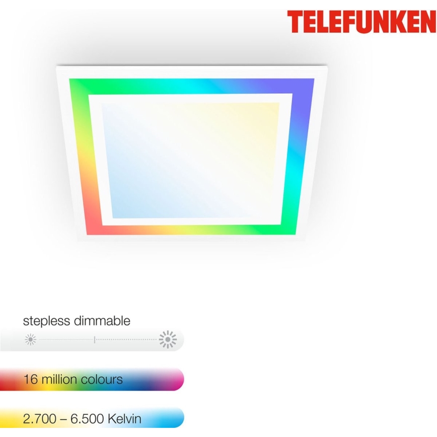 Telefunken 318806TF - LED RGBW Dimmable φωτιστικό οροφής LED/24W/230V 3000-6500K + τηλεχειριστήριο