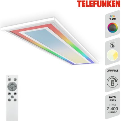 Telefunken 318906TF - LED RGBW Ρυθμιζόμενο φωτιστικό οροφής LED/24W/230V 3000-6500K 25x100 cm + τηλεχειριστήριο
