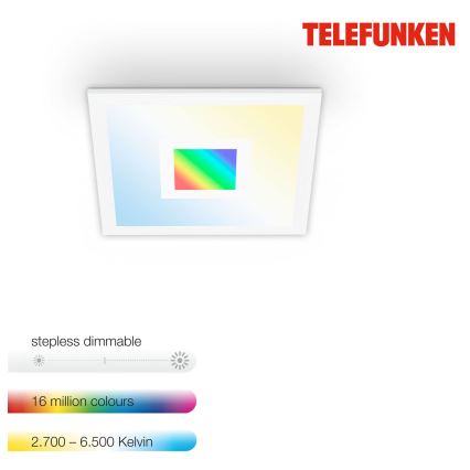 Telefunken 319006TF - LED RGBW Φωτιστικό dimming LED/16W/230V 2700-6500K + τηλεχειριστήριο