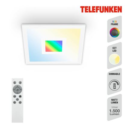 Telefunken 319006TF - LED RGBW Φωτιστικό dimming LED/16W/230V 2700-6500K + τηλεχειριστήριο