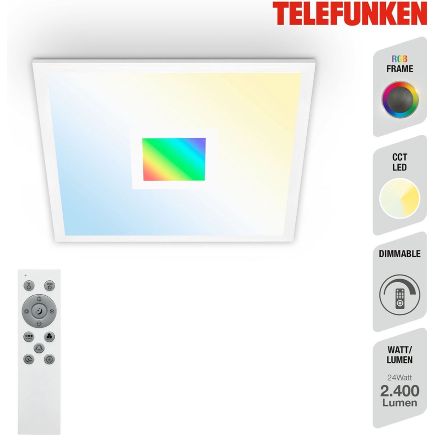 Telefunken 319106TF - RGBW Φωτιστικό οροφής ντιμαριζόμενο LED/24W/230V 2700-6500K λευκό + τηλεχειριστήριο