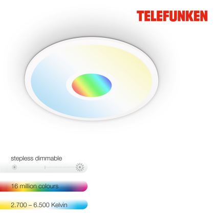 Telefunken 319306TF - LED RGBW Φωτιστικό dimming LED/22W/230V 2700-6500K + τηλεχειριστήριο