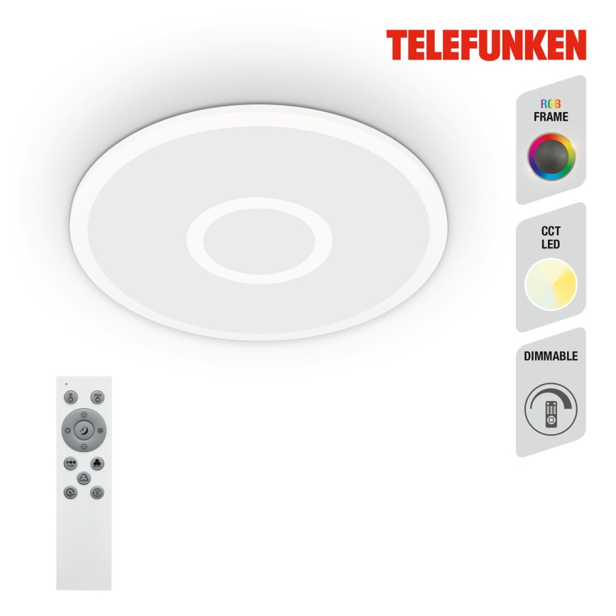 Telefunken 319306TF - LED RGBW Φωτιστικό dimming LED/22W/230V 2700-6500K + τηλεχειριστήριο