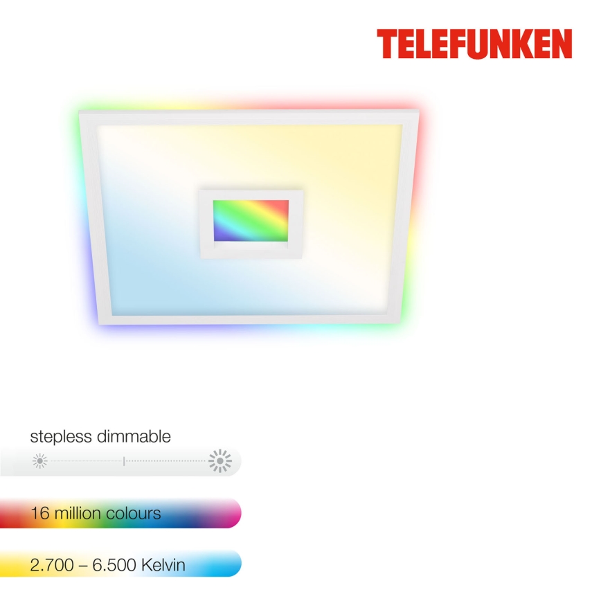 Telefunken 319406TF - RGBW Φωτιστικό οροφής dimming LED/24W/230V 2700-6500K λευκό + τηλεχειριστήριο