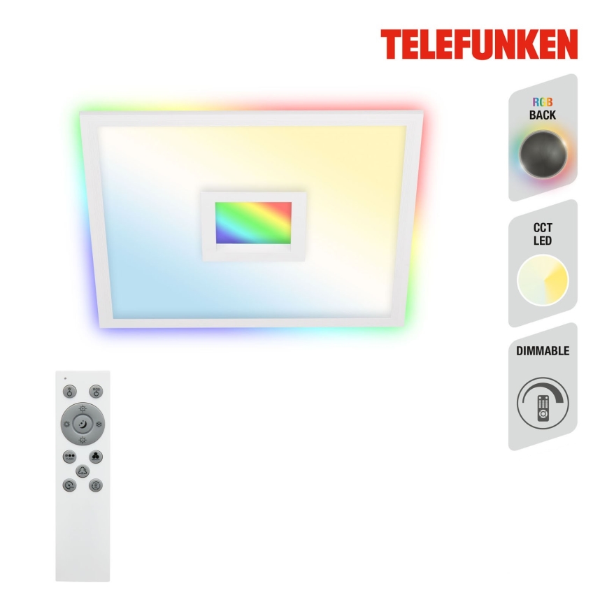 Telefunken 319506TF - RGBW Φωτιστικό οροφής dimming LED/36W/230V 2700-6500K λευκό + τηλεχειριστήριο