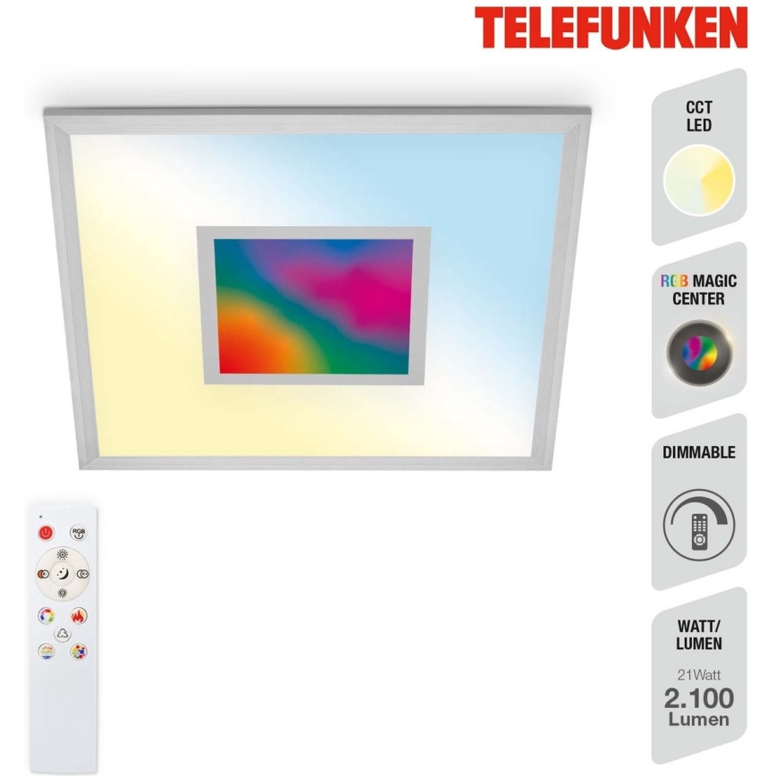 Telefunken 319704TF - LED RGB dimmable φωτιστικό οροφής LED/24W/230V 3000-6500K + τηλεχειριστήριο