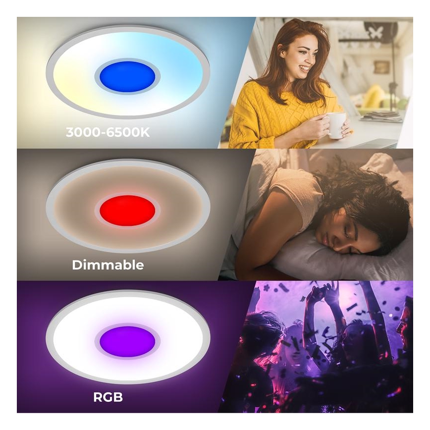 Telefunken 320104TF - LED RGBW ρυθμιζόμενο φωτιστικό οροφής LED/21W/230V 3000-6500K Ø 45 cm + τηλεχειριστήριο