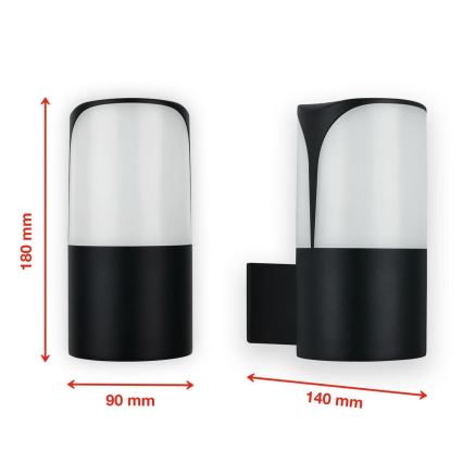 Telefunken 320305TF - Επιτοίχιο φωτιστικό εξωτερικού χώρου 1xE27/12W/230V IP44 μαύρο