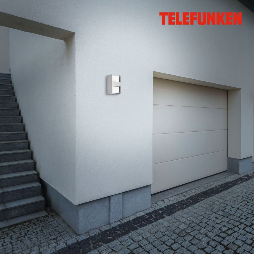 Telefunken 321004TF - Επιτοίχιο φωτιστικό εξωτερικού χώρου 1xE27/12W/230V IP44 ασημί