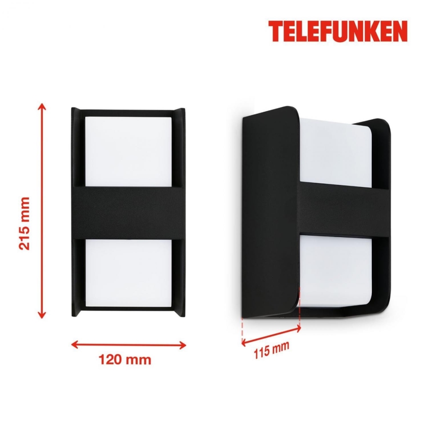 Telefunken 321005TF - Επιτοίχιο φωτιστικό εξωτερικού χώρου 1xE27/12W/230V IP44 μαύρο
