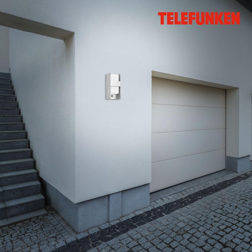 Telefunken 321104TF - Φωτιστικό τοίχου εξωτερικού χώρου με αισθητήρα 1xE27/12W/230V IP44 λευκό