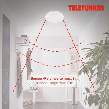 Telefunken 601206TF - Φωτιστικό οροφής μπάνιου LED με αισθητήρα LED/15W/230V IP44 διάμετρος 28 cm