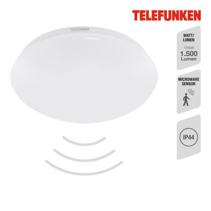 Telefunken 601206TF - Φωτιστικό οροφής μπάνιου LED με αισθητήρα LED/15W/230V IP44 διάμετρος 28 cm