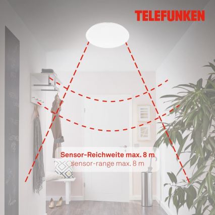 Telefunken 601306TF - Φωτιστικό οροφής μπάνιου LED με αισθητήρα LED/20W/230V IP44 διάμετρος 40 cm