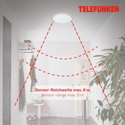 Telefunken 601604TF - Φωτιστικό οροφής μπάνιου LED με αισθητήρα LED/12W/230V IP44 διάμετρος 29 cm