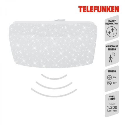 Telefunken 601906TF - Φωτιστικό οροφής LED με αισθητήρα LED/12W/230V 4000K