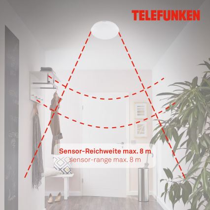 Telefunken 602006TF - Φωτιστικό οροφής μπάνιου LED με αισθητήρα LED/15W/230V IP44 4000K