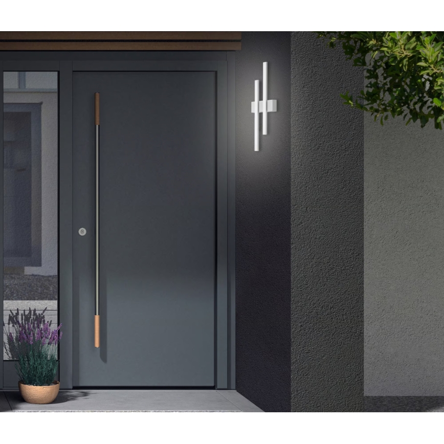 Telefunken - Επιτοίχιο φωτιστικό εξωτερικού χώρου LED 2xLED/4W/230V 4000K IP44 ασημί