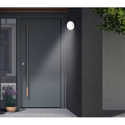 Telefunken - Εξωτερικό επιτοίχιο φωτιστικό LED με αισθητήρα λυκόφωτος και κίνησης LED/12W/230V IP44 λευκό