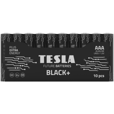 Tesla Batteries - 10 τμχ Αλκαλική μπαταρία AAA BLACK+ 1,5V