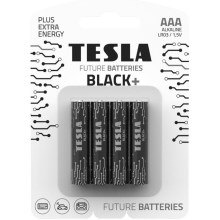 Tesla Batteries - 4 τμχ Αλκαλική μπαταρία AAA BLACK+ 1,5V