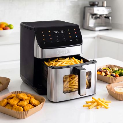 TESLA Electronics AirCook - Φριτέζα αέρος 6,5 l 2100W/230V ματ χρώμιο/μαύρο