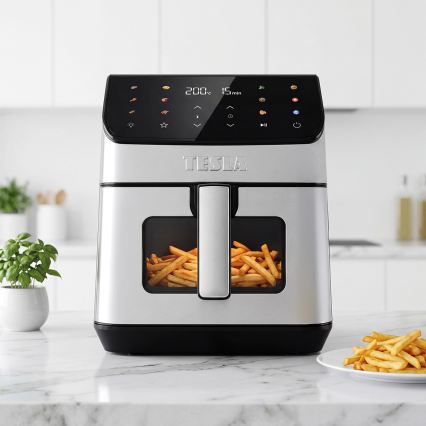TESLA Electronics AirCook - Φριτέζα αέρος 6,5 l 2100W/230V ματ χρώμιο/μαύρο