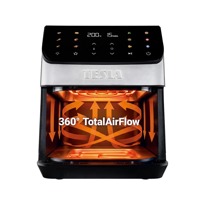 TESLA Electronics AirCook - Φριτέζα αέρος 6,5 l 2100W/230V ματ χρώμιο/μαύρο
