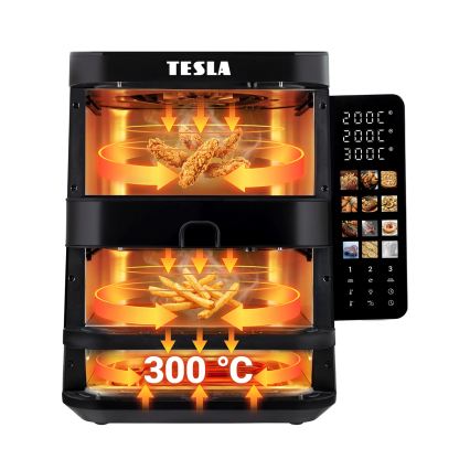 TESLA Electronics AirCook - Φριτέζα αέρος με τρεις ζώνες 14,5 l 2800W/230V μαύρη