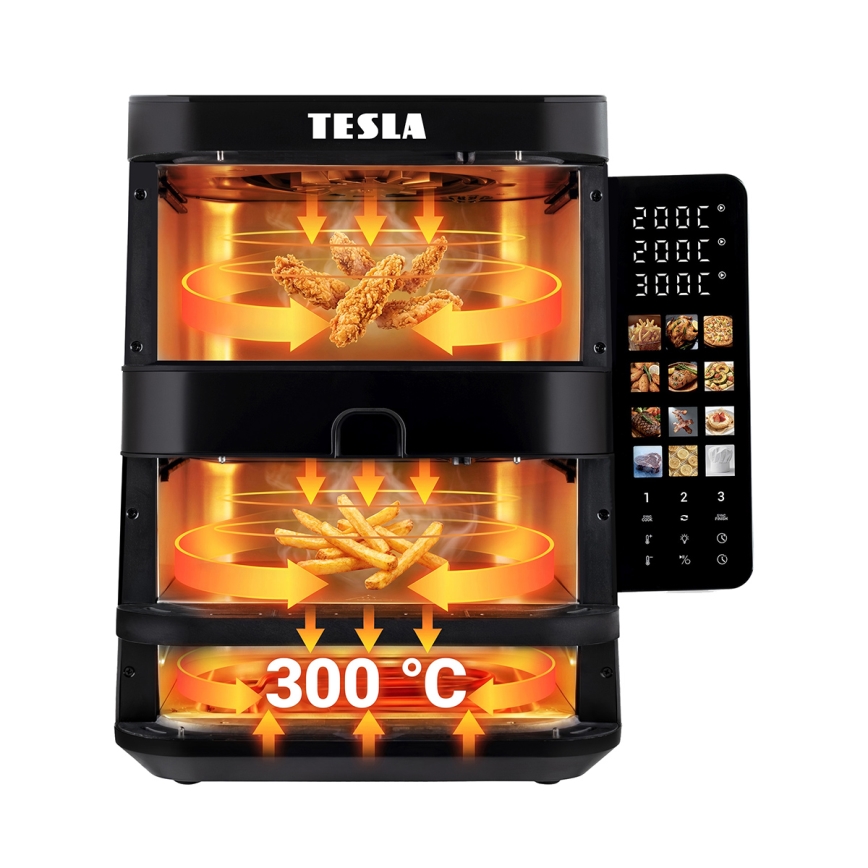 TESLA Electronics AirCook - Φριτέζα αέρος με τρεις ζώνες 14,5 l 2800W/230V μαύρη