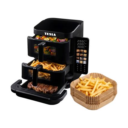 TESLA Electronics AirCook - Φριτέζα αέρος με τρεις ζώνες 14,5 l 2800W/230V μαύρη