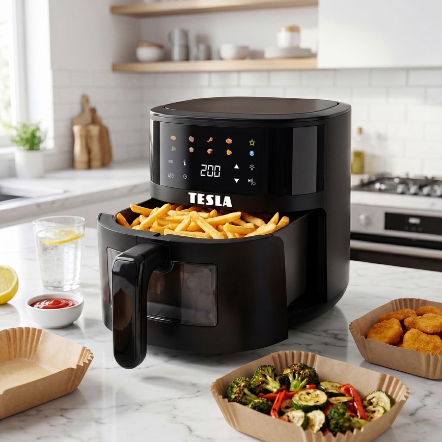 TESLA Electronics AirCook - Φριτέζα με ζεστό αέρα 4,4 l 1450W/230V μαύρη