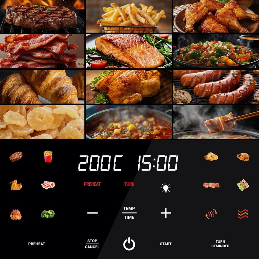 TESLA Electronics AirCook - Έξυπνος πολυλειτουργικός ψηφιακός φριτέζα αέρα 9 λτ 1700W/230V Wi-Fi