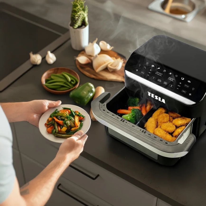 TESLA Electronics AirCook - Πολυλειτουργική διπλή ψηφιακή φριτέζα αέρος 10 λτ 2400W/230V