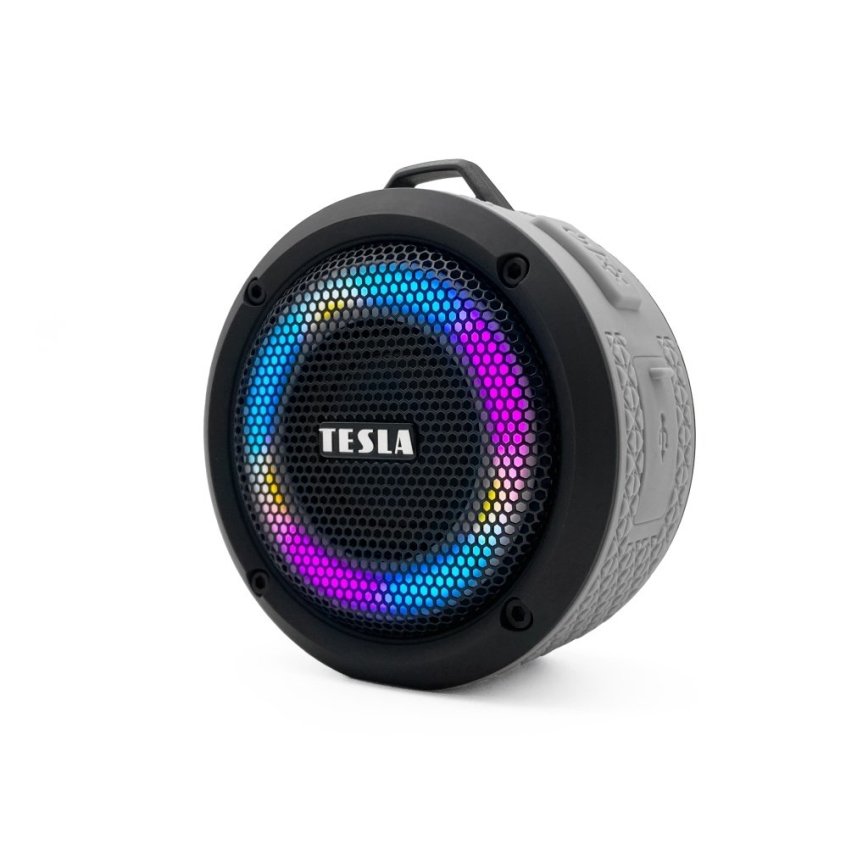 TESLA Electronics - Ασύρματο ηχείο LED RGB 5W/1200 mAh/3,7V IPX7 γκρι