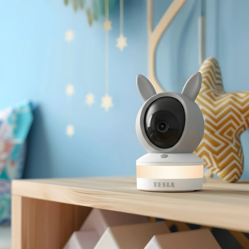 TESLA Electronics Bambino - Έξυπνο βρεφικό μόνιτορ 4 MP 2560p 5V Wi-Fi Tuya γκρι/λευκό