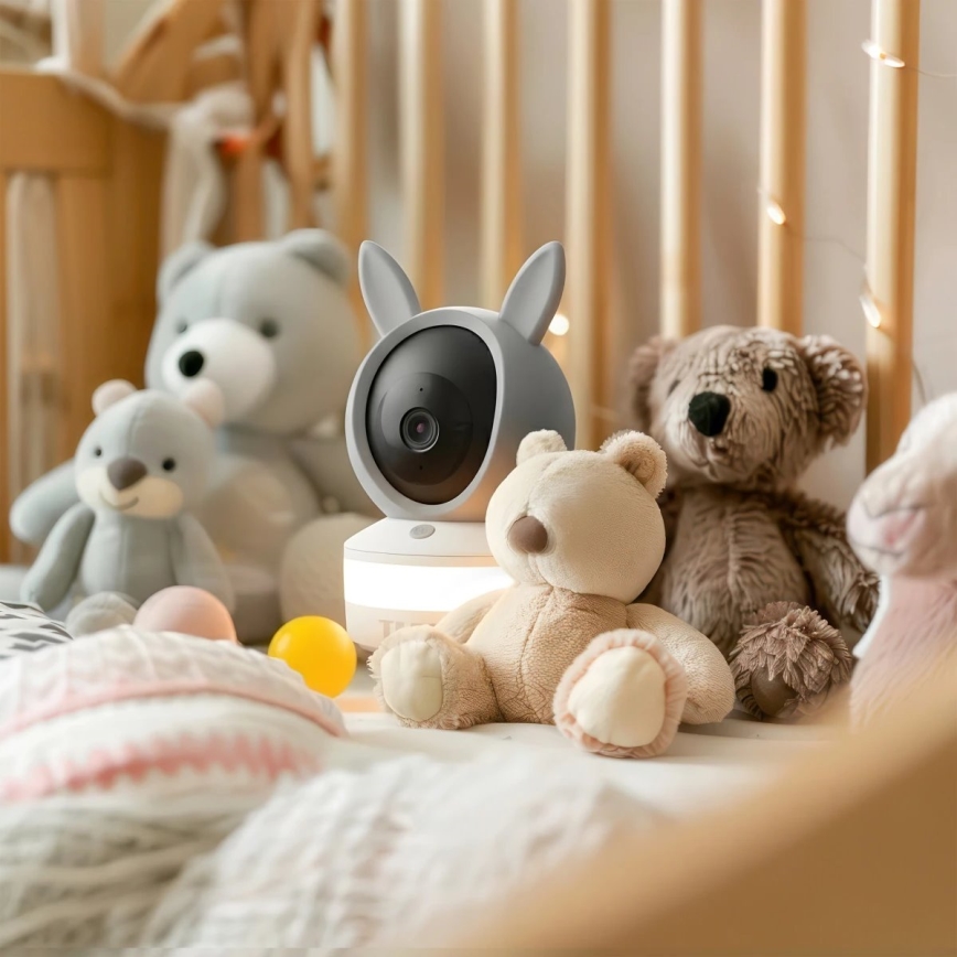TESLA Electronics Bambino - Έξυπνο βρεφικό μόνιτορ 4 MP 2560p 5V Wi-Fi Tuya γκρι/λευκό