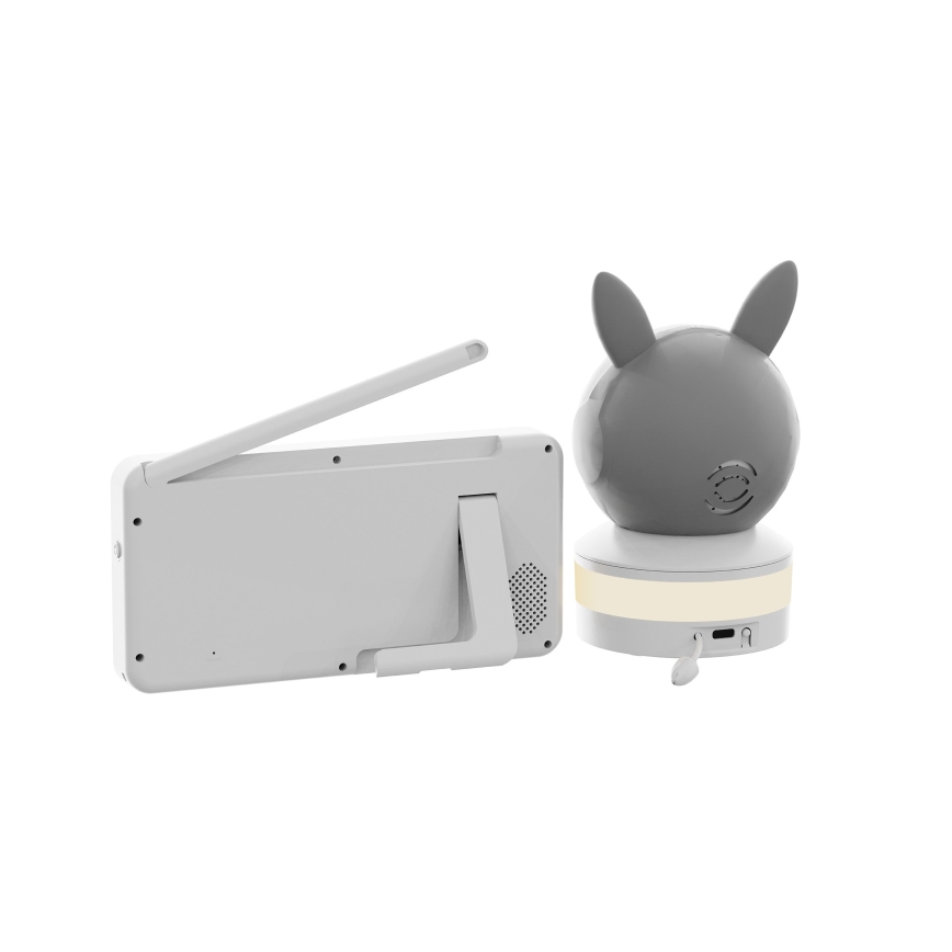 TESLA Electronics Bambino - Έξυπνη βρεφική κάμερα με οθόνη, 4 MP, 2560p, 5V, 5000 mAh, Wi‑Fi, Tuya, γκρι/λευκό