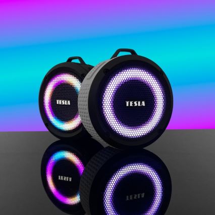 TESLA Electronics - LED RGB Ασύρματο ηχείο 5W/1200 mAh/3,7V IPX7 γκρι