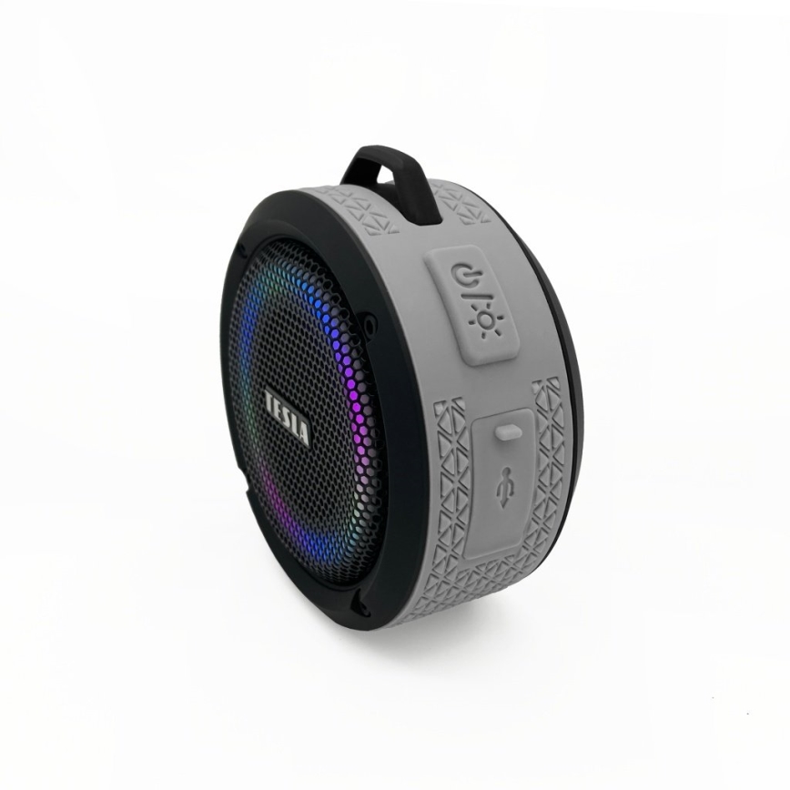 TESLA Electronics - LED RGB Ασύρματο ηχείο 5W/1200 mAh/3,7V IPX7 γκρι