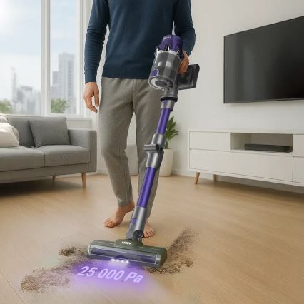 TESLA Electronics PureStar - Ευέλικτη ασύρματη ράβδος ηλεκτρική σκούπα 2 σε 1 250W/2200 mAh γκρι/μωβ