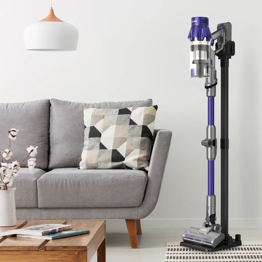 TESLA Electronics PureStar - Ευέλικτη ασύρματη ράβδος ηλεκτρική σκούπα 2 σε 1 250W/2200 mAh γκρι/μωβ