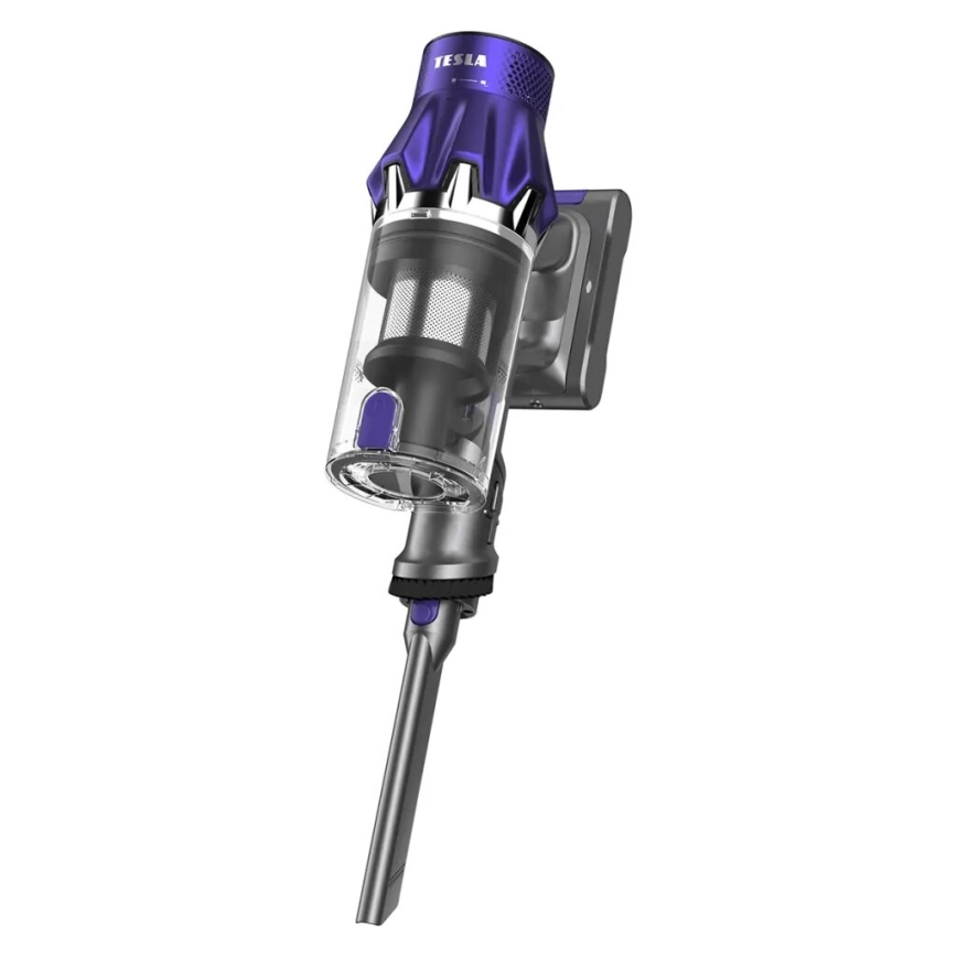 TESLA Electronics PureStar - Ευέλικτη ασύρματη ράβδος ηλεκτρική σκούπα 2 σε 1 250W/2200 mAh γκρι/μωβ