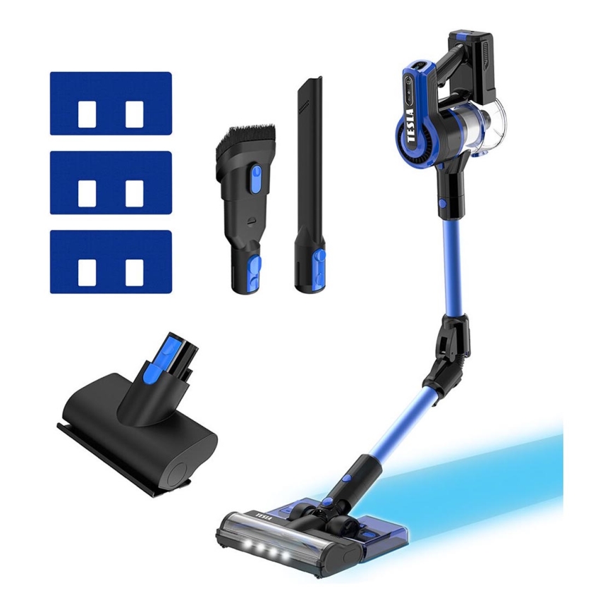 TESLA Electronics PureStar - Εύκαμπτο cordless stick vacuum cleaner 3σε1 300W/2200 mAh μαύρο/μπλε
