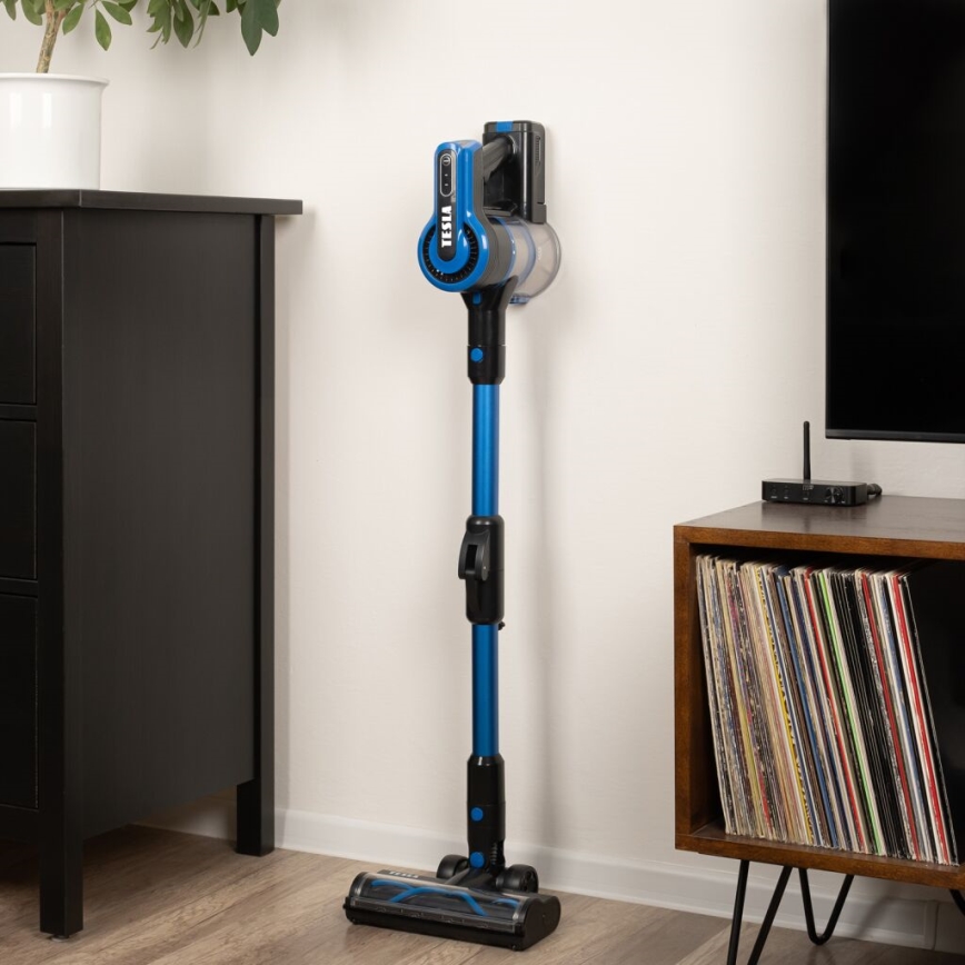 TESLA Electronics PureStar - Εύκαμπτο cordless stick vacuum cleaner 3σε1 300W/2200 mAh μαύρο/μπλε