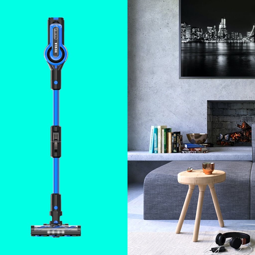 TESLA Electronics PureStar - Εύκαμπτο cordless stick vacuum cleaner 3σε1 300W/2200 mAh μαύρο/μπλε