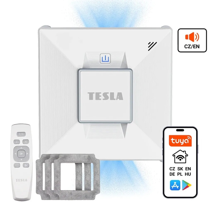 TESLA Electronics RoboStar - Έξυπνος καθαριστής παραθύρων με ψεκασμό νερού 72W/230V/650 mAh Wi-Fi + τηλεχειριστήριο